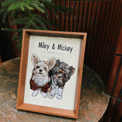 Personalized Pet Dog Cat Embroidered Framed Portrait