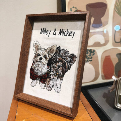 Personalized Pet Dog Cat Embroidered Framed Portrait