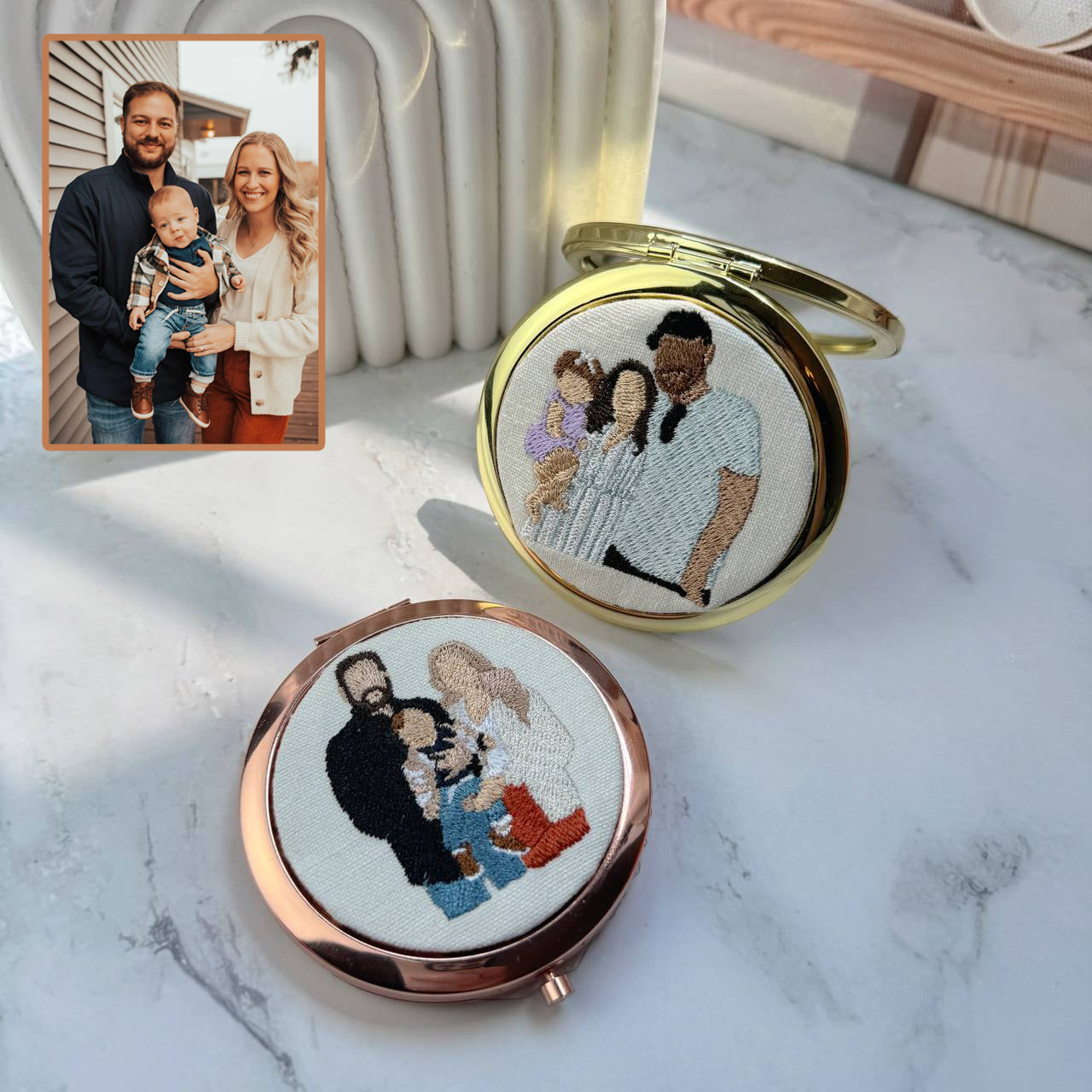 Personalized Family Photo Embroidered Mirror