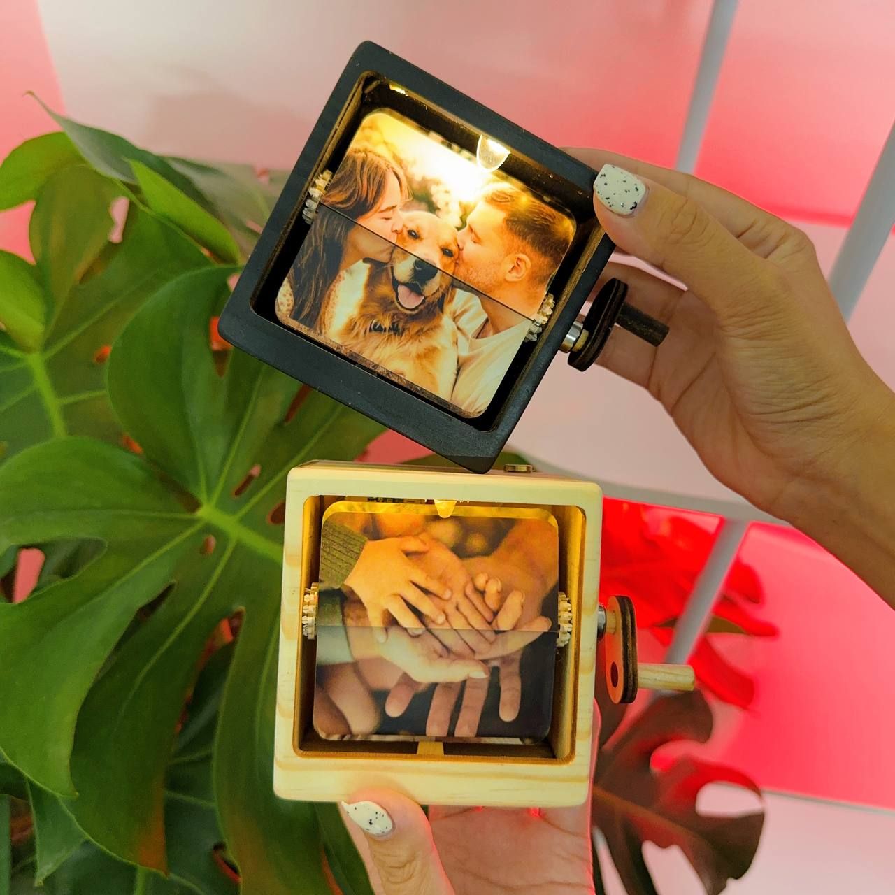 Custom Photo Flipbook Animation Box Wooden Photo Book with Light Anniversary Birthday Wedding Gift for Mom Unique Gift for Couple Home Decor