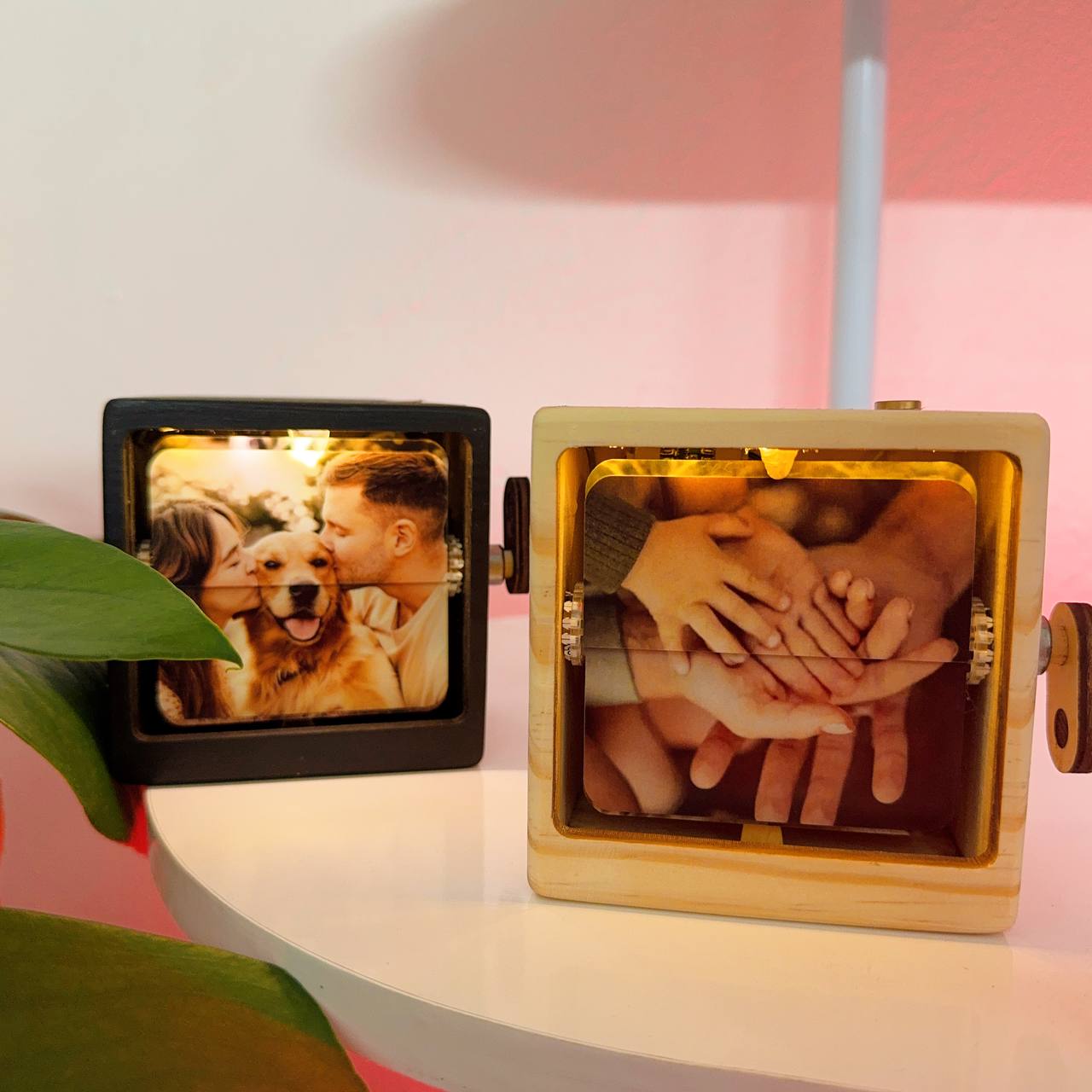 Custom Photo Flipbook Animation Box Wooden Photo Book with Light Anniversary Birthday Wedding Gift for Mom Unique Gift for Couple Home Decor