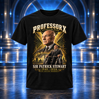 Professor X Tribute Hoodie, Black Graphic Pullover
