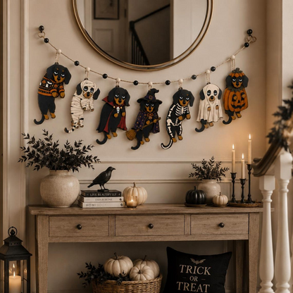 Halloween Personalized Cute Face All Dog Breed Wooden Garland