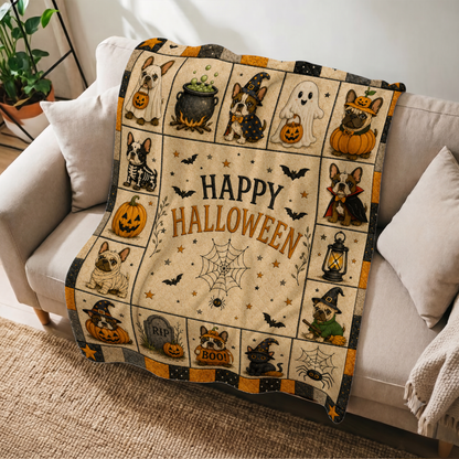 Personalized Halloween Dog Breed Custom Fleece Blanket