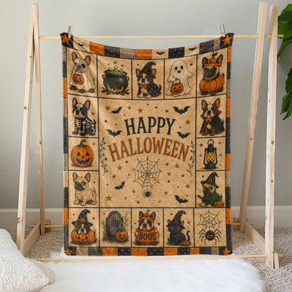 Personalized Halloween Dog Breed Custom Fleece Blanket