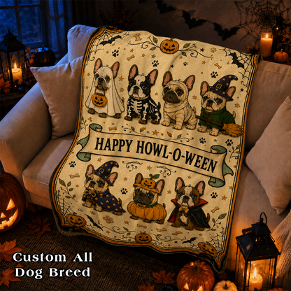 Personalized Halloween Dog Breed Custom Fleece Blanket