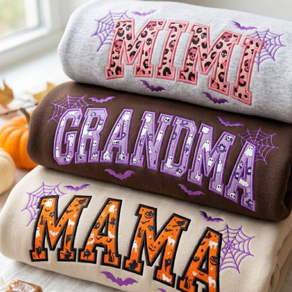 Embroidered Custom Mama Mimi Sweatshirt, Matching Cozy Season Crewneck