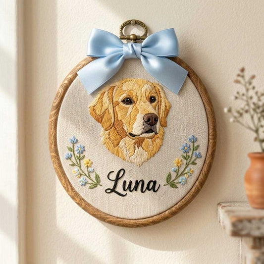 Embroidered Custom Pet Photo Home Decor, Pet Memorial Hoop