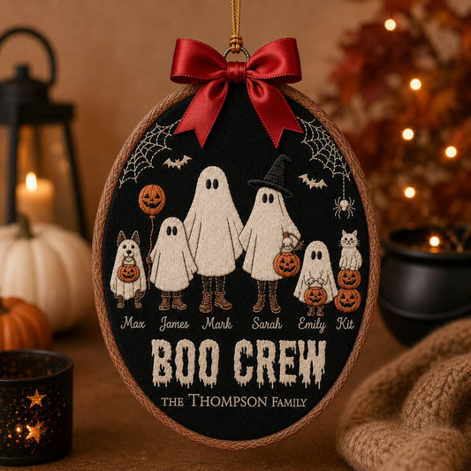 Personalized Embroidery Hoop Ornament Halloween Ghost Family Spooky Wall Decor