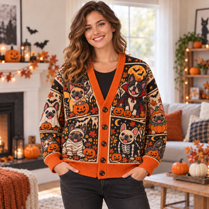 Halloween Custom Dog Breed Spooky Season Ugly Cardigan