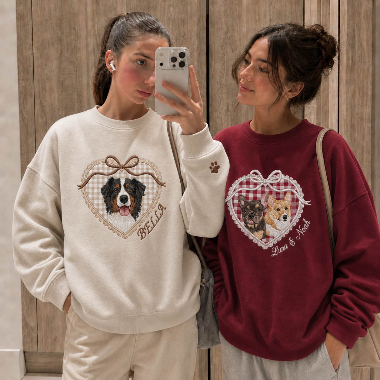 Embroidered Custom Pet Portrait Sweatshirt, Dog Photo Applique Shirt