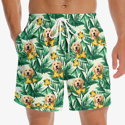 Custom Photo Summer By The Sea - Dog & Cat Personalized Custom Tropical Hawaiian Aloha Men Beach Shorts