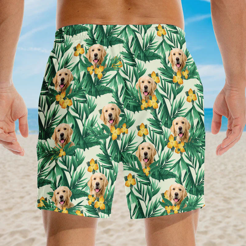 Custom Photo Summer By The Sea - Dog & Cat Personalized Custom Tropical Hawaiian Aloha Men Beach Shorts