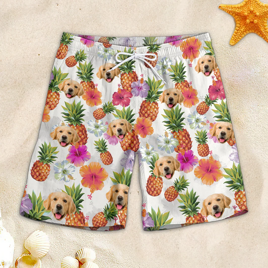Custom Photo Let's Go To The Beach - Dog & Cat Personalized Custom Tropical Hawaiian Aloha Men Beach Shorts