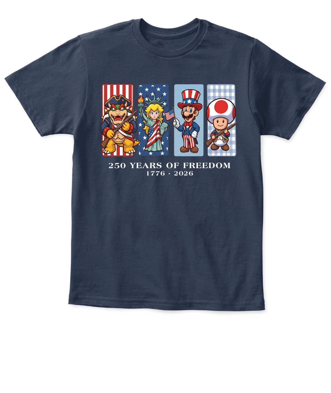 Mario 250 Years of Freedom 1776–2026 Patriotic Printed Graphic Hoodie Sweatshirt T-Shirt