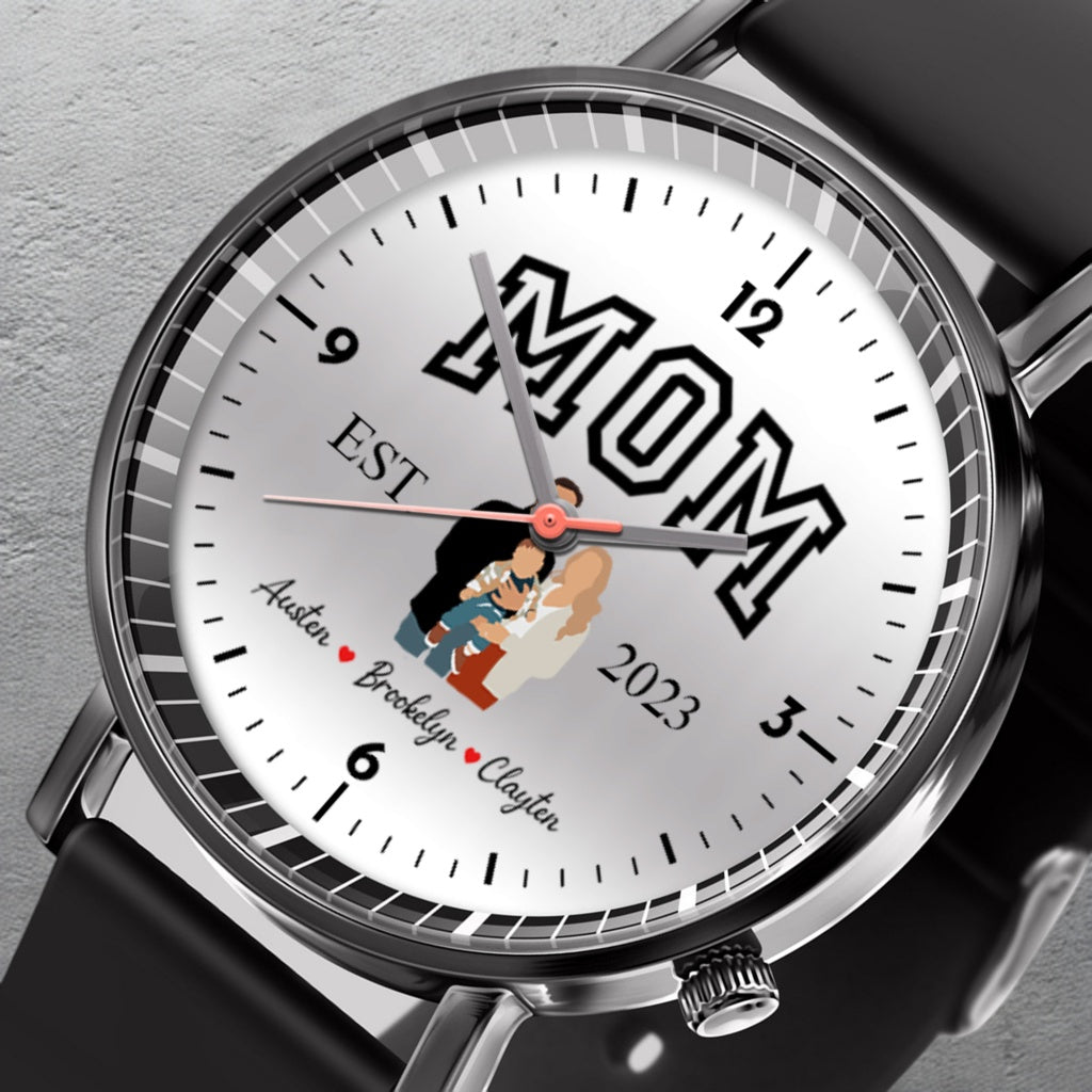 Mother's Day Personalized Family Photo & Kids’ Names Quartz Watch
