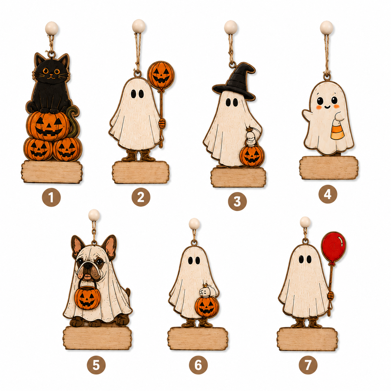 Halloween Personalized Family Members Wooden Garland