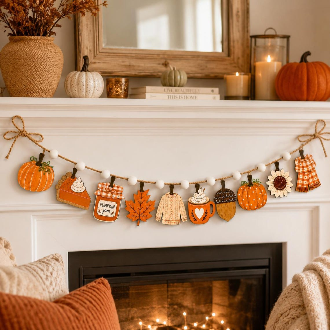 Pumpkin Pie and Sweater Banner Wooden Fall Garland
