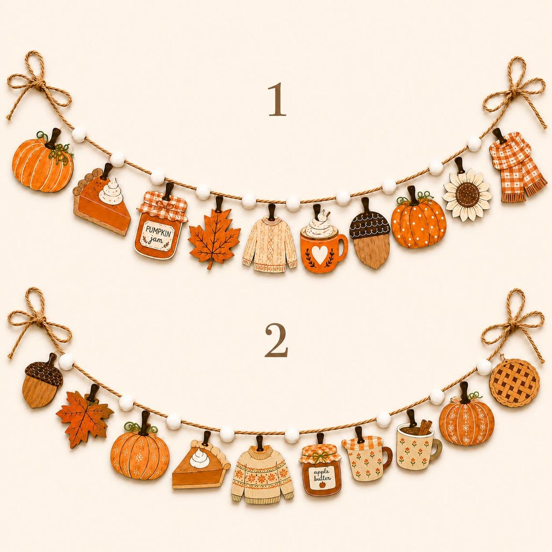 Pumpkin Pie and Sweater Banner Wooden Fall Garland