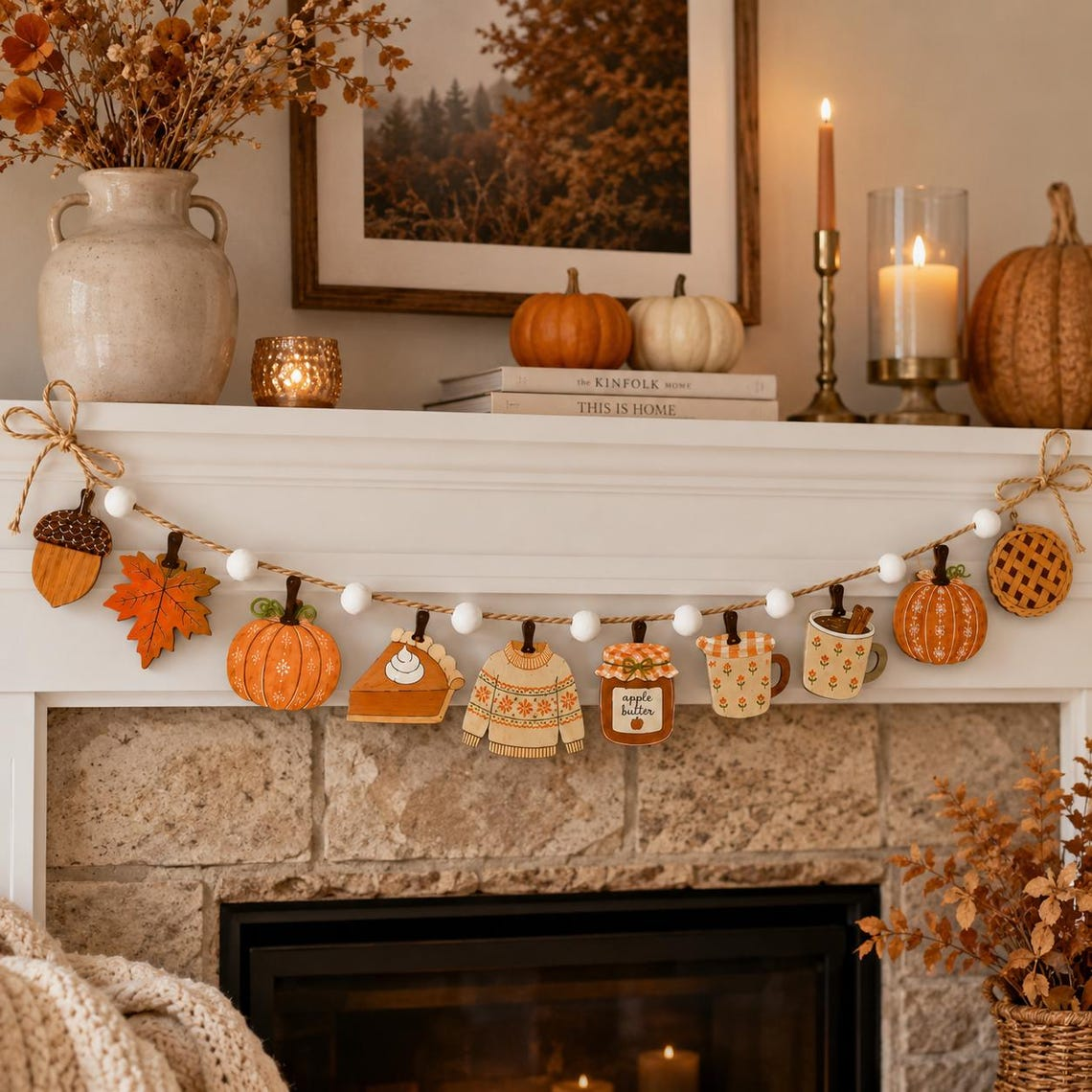 Pumpkin Pie and Sweater Banner Wooden Fall Garland