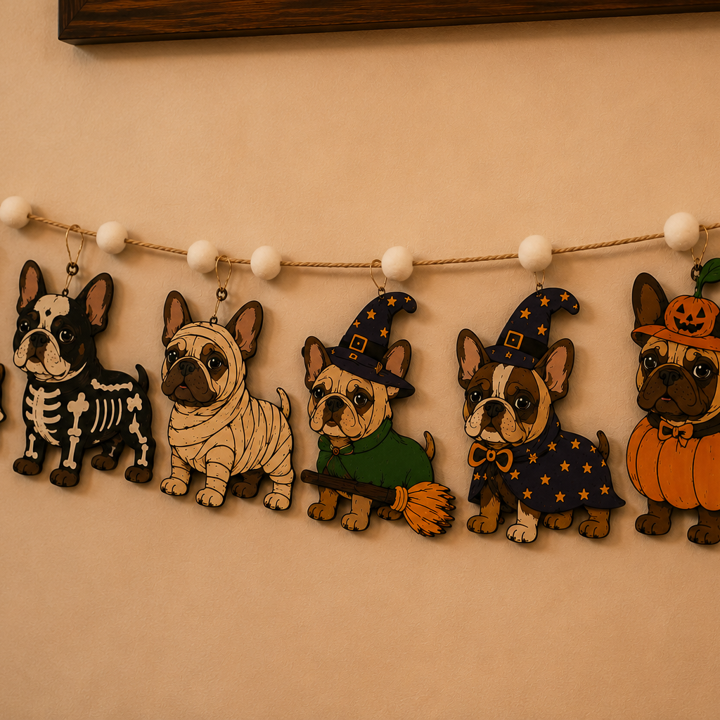 Halloween Personalized Dog Breed Wooden Garland