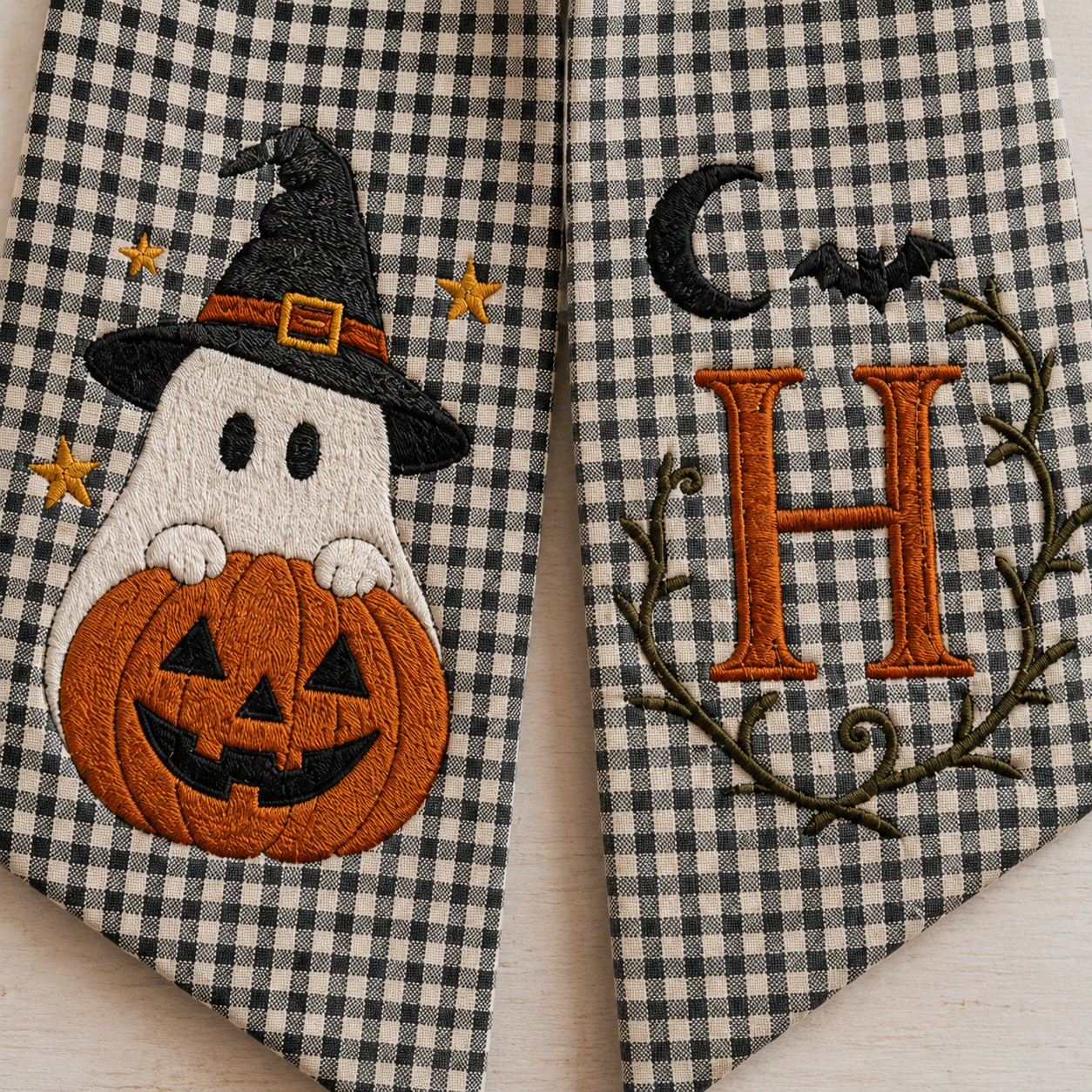 Embroidered Custom Boo & Pumpkin Wreath Sash