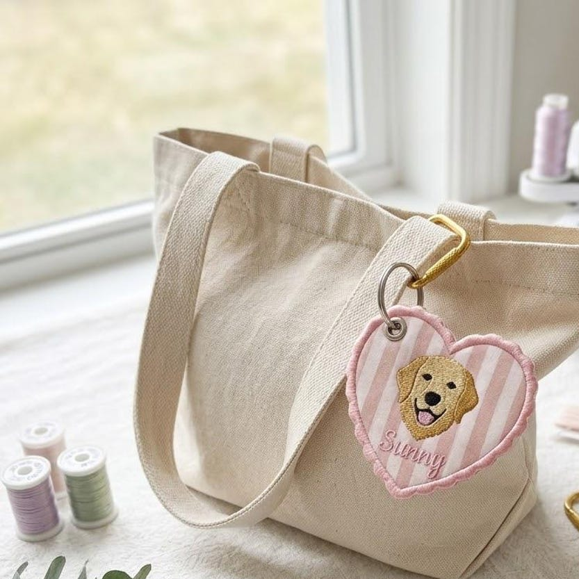Embroidered Custom Pet Portrait Keychain