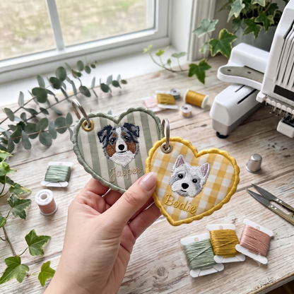 Embroidered Custom Pet Portrait Keychain