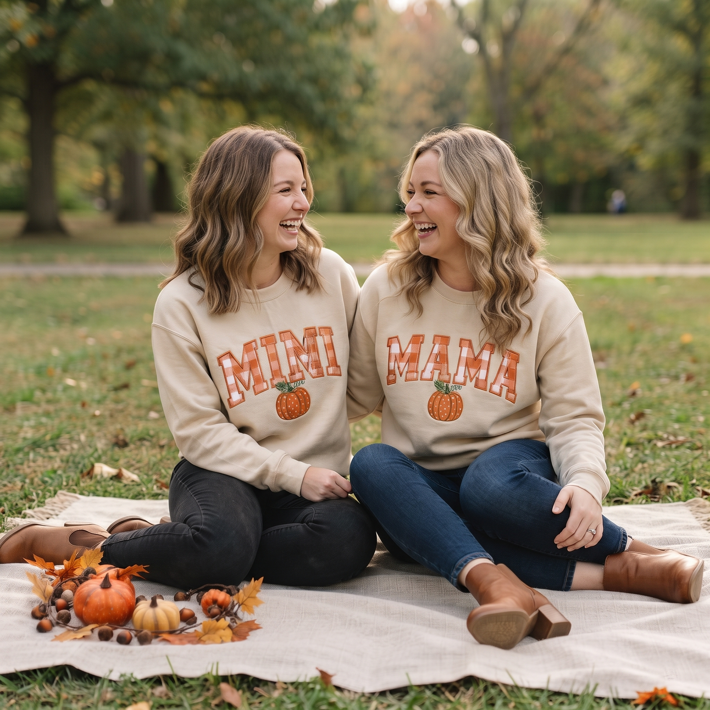 Embroidered Custom Mama Mimi Sweatshirt, Matching Cozy Season Crewneck