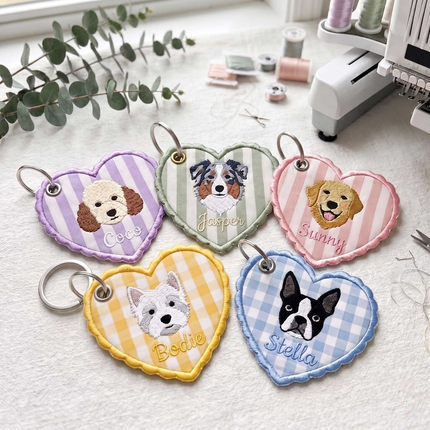 Embroidered Custom Pet Portrait Keychain