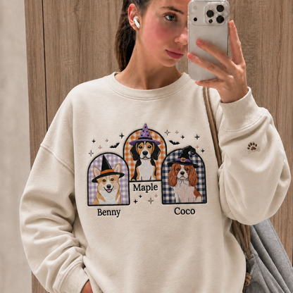 Halloween Embroidered Custom Pet Portrait Sweatshirt, Dog Photo Applique Shirt