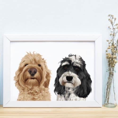 Custom Framed Poster Pet Portrait - Two Pets