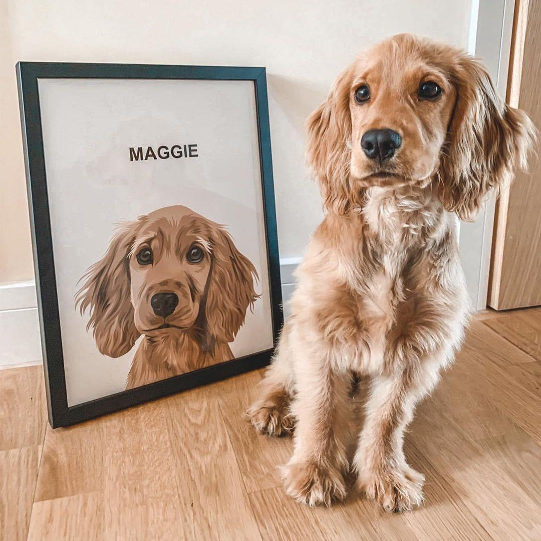 Custom Framed Poster Pet Portrait - One Pet