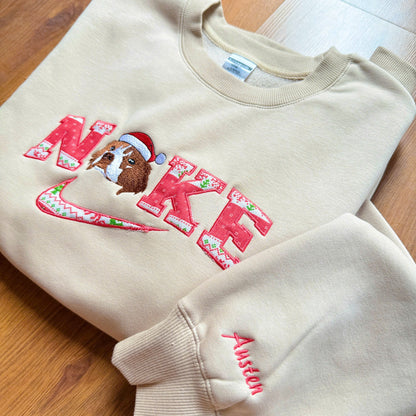 Christmas Embroidered Pet Dog Cat Photo Hoodie Sweatshirt T-Shirt