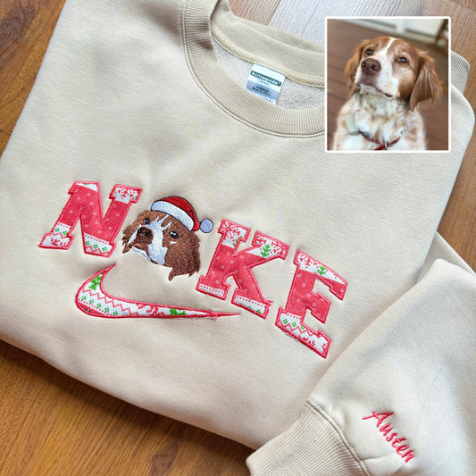 Christmas Embroidered Pet Dog Cat Photo Hoodie Sweatshirt T-Shirt