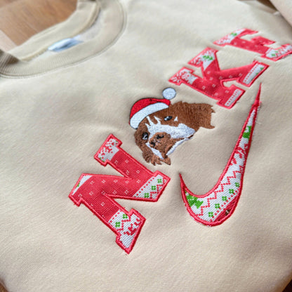 Christmas Embroidered Pet Dog Cat Photo Hoodie Sweatshirt T-Shirt