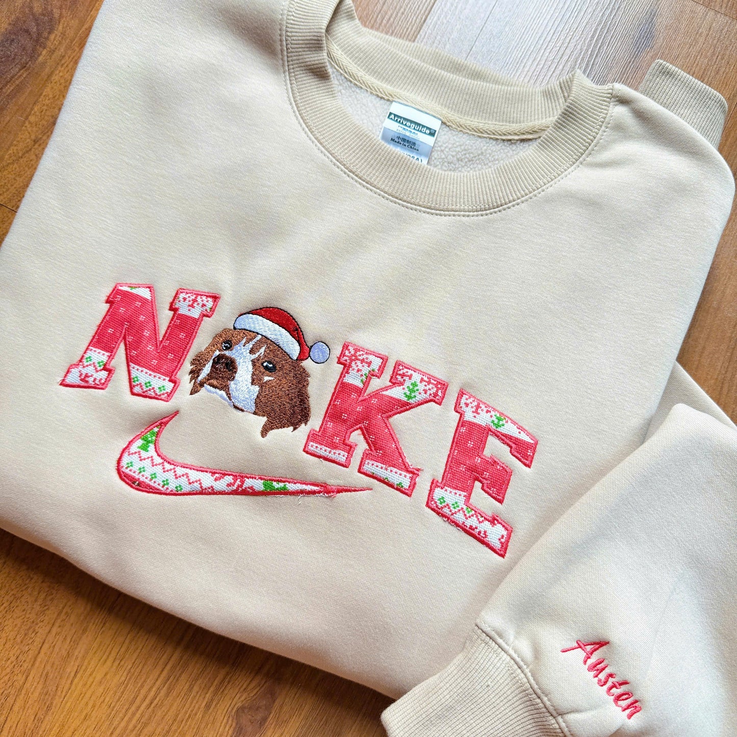 Christmas Embroidered Pet Dog Cat Photo Hoodie Sweatshirt T-Shirt