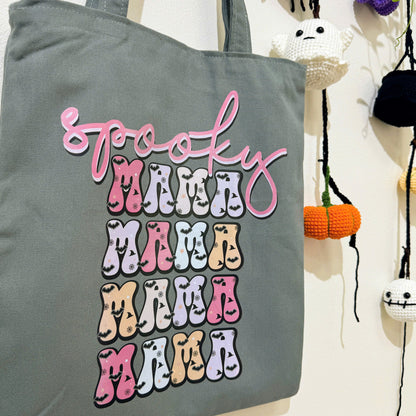 Mama Spooky Halloween Tote Bag, Trick or Treat Totes, Halloween Bags, Spooky Season