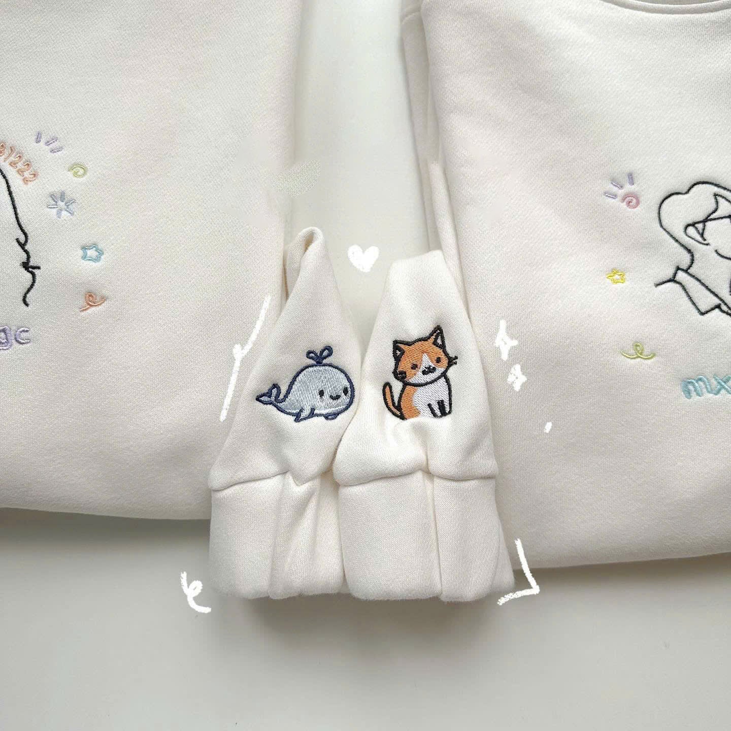 Valentine Personalized Embroidered Couple Outline Photo Hoodie Sweatshirt T-Shirt