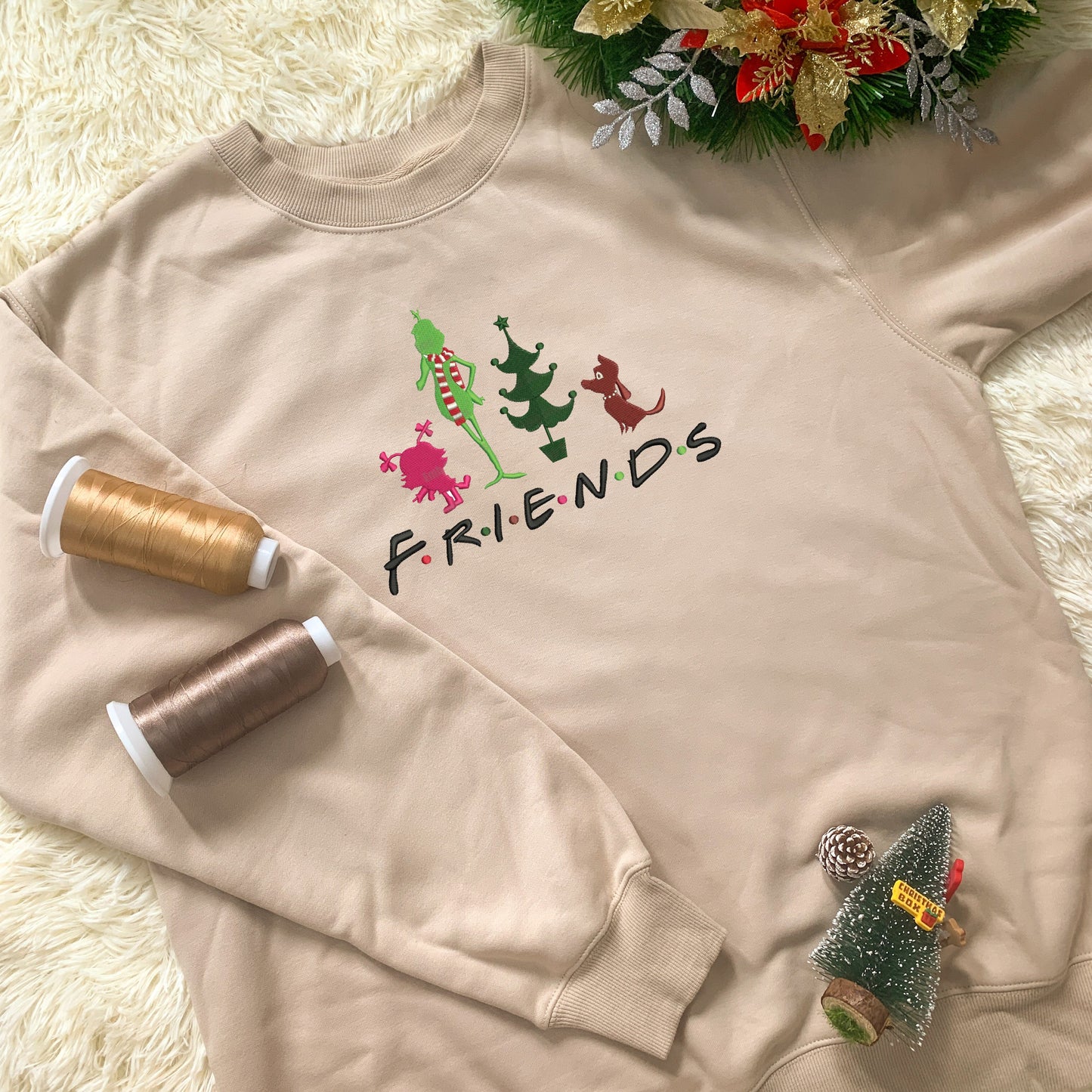 Embroidered Christmas The G-r-i-n-c-h Friends Hoodie Sweatshirt T-Shirt