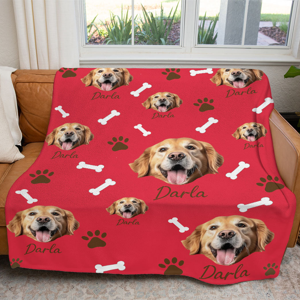 Personalized Pet Dog Cat Photo And Name Custom Soft Blanket