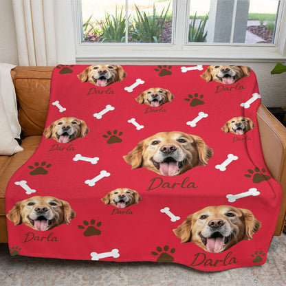 Personalized Pet Dog Cat Photo And Name Custom Soft Blanket