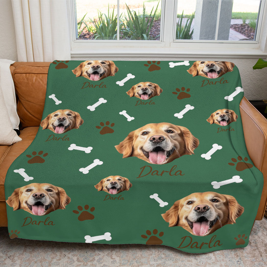 Personalized Pet Dog Cat Photo And Name Custom Soft Blanket
