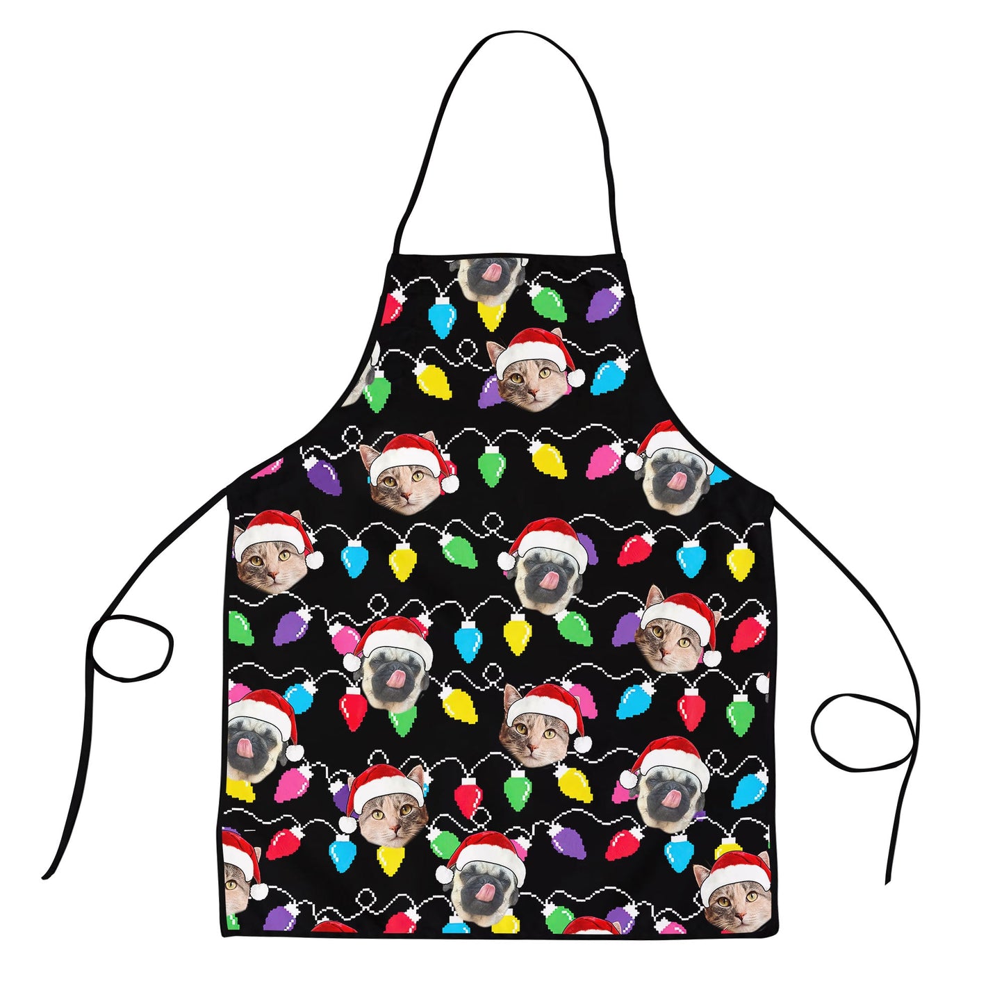 Personalized Pet Dog Cat Christmas Light Apron Oven mitt And Pot Holder Set