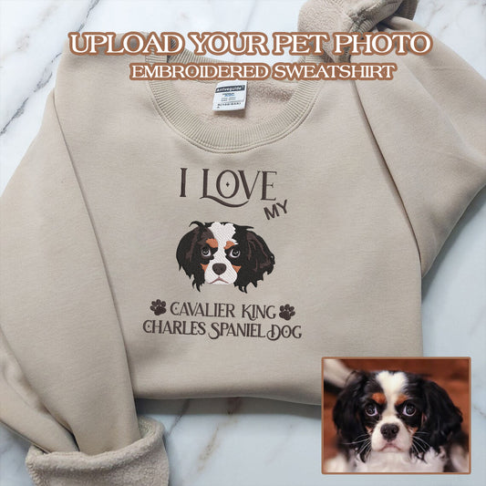 Personalized Embroidered I Love My Pet Dog Cat Hoodie Sweatshirt T-Shirt