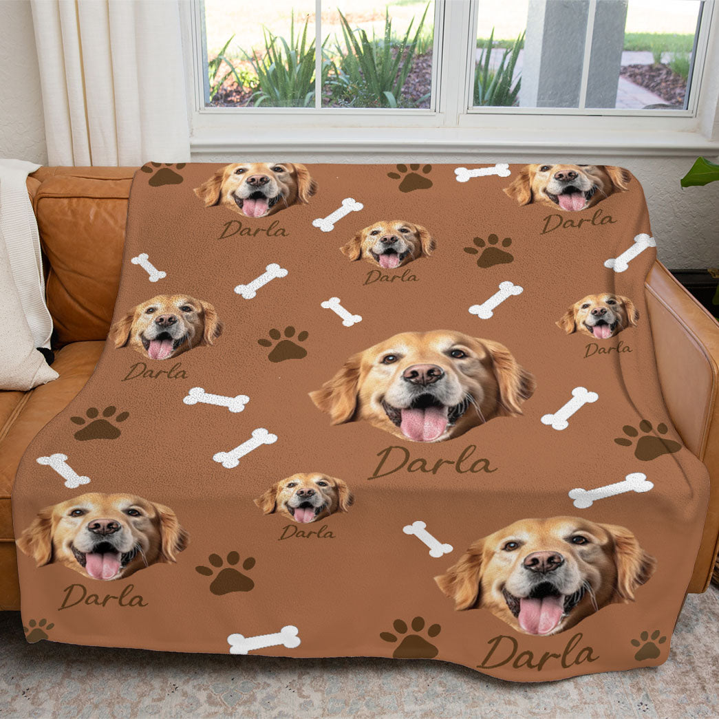 Personalized Pet Dog Cat Photo And Name Custom Soft Blanket
