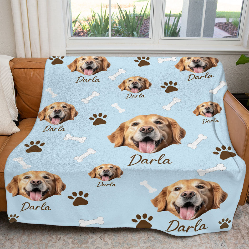 Personalized Pet Dog Cat Photo And Name Custom Soft Blanket