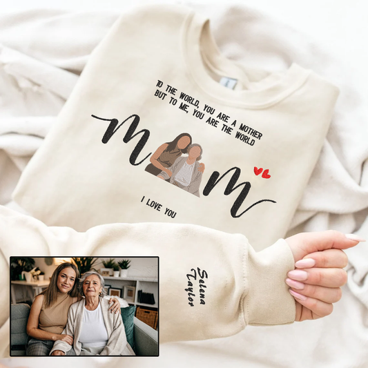 Mother's Day Personalized Embroidered Mom I Love You Photo Hoodie Sweatshirt T-Shirt