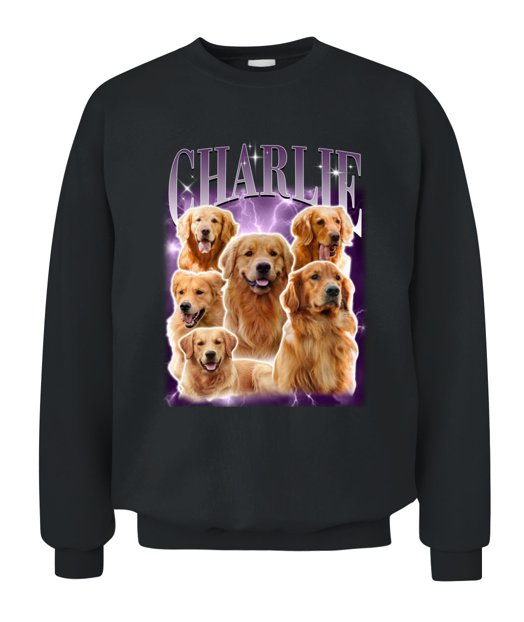 Personalized Pet Dog Cat Vintage Photo And  Name Printed Unisex Crewneck Sweatshirt