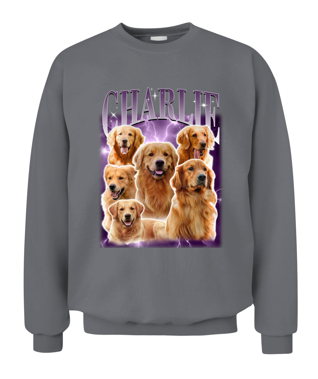 Personalized Pet Dog Cat Vintage Photo And  Name Printed Unisex Crewneck Sweatshirt